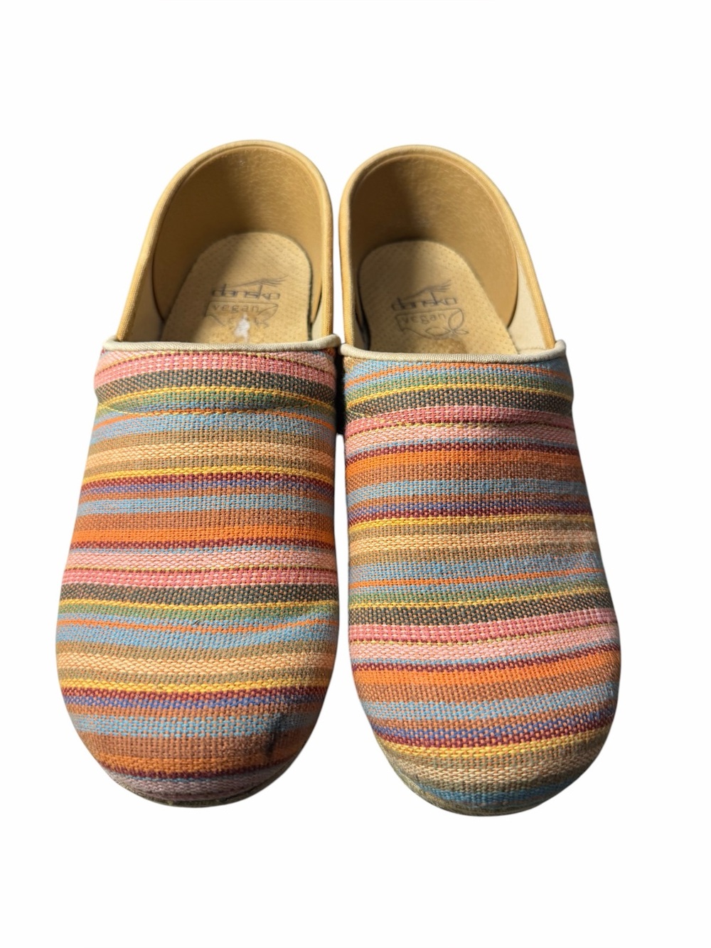 Dansko Slip On Shoes Jute Pro Weave Vegan Clog Rainbow Multi Stripe Sz 39 Nurse - Picture 5 of 16